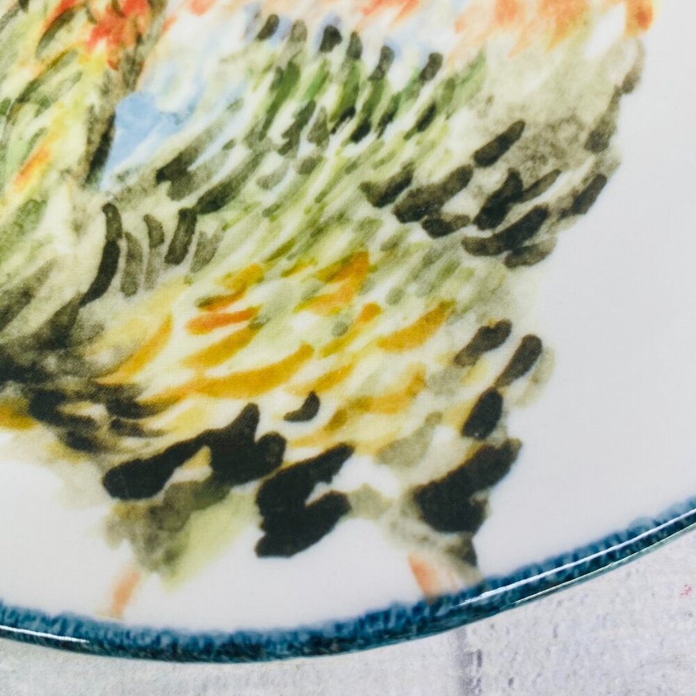Southern Living ROOSTER Chicken Hand Crafted Italy Farmhouse Lunch Plate Set 5 - Picture 16 of 16